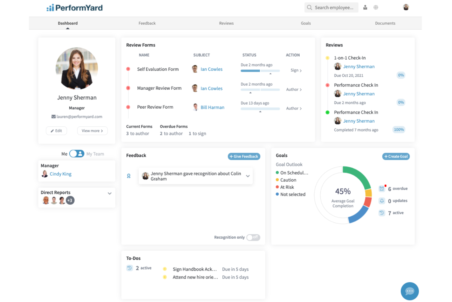 PerformYard screenshot - 20 Meilleurs Logiciels de Feedback Employé de 2026