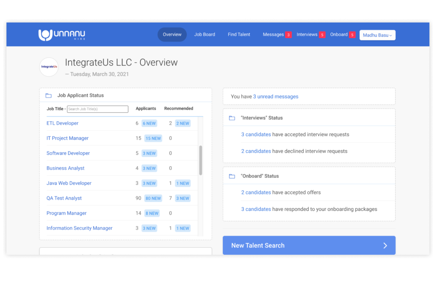 Unnanu Hire screenshot - 25 Meilleurs Logiciels pour Agences de Recrutement en 2026