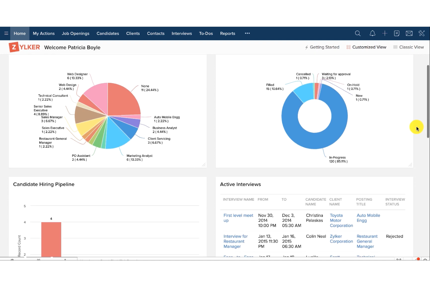 Zoho Recruit screenshot - 25 Meilleurs Logiciels pour Agences de Recrutement en 2026