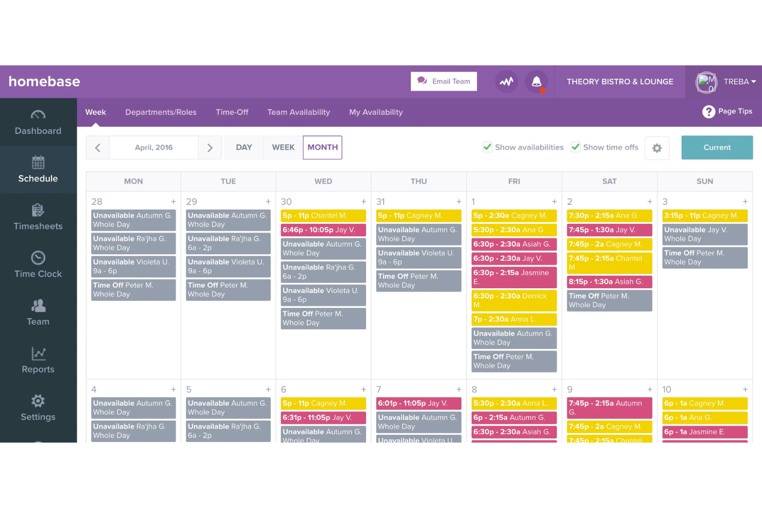 Homebase screenshot - Die 10 besten Urlaubsverwaltungssoftwares 2026 zur Nachverfolgung von Arbeitsfreistellung (PTO)