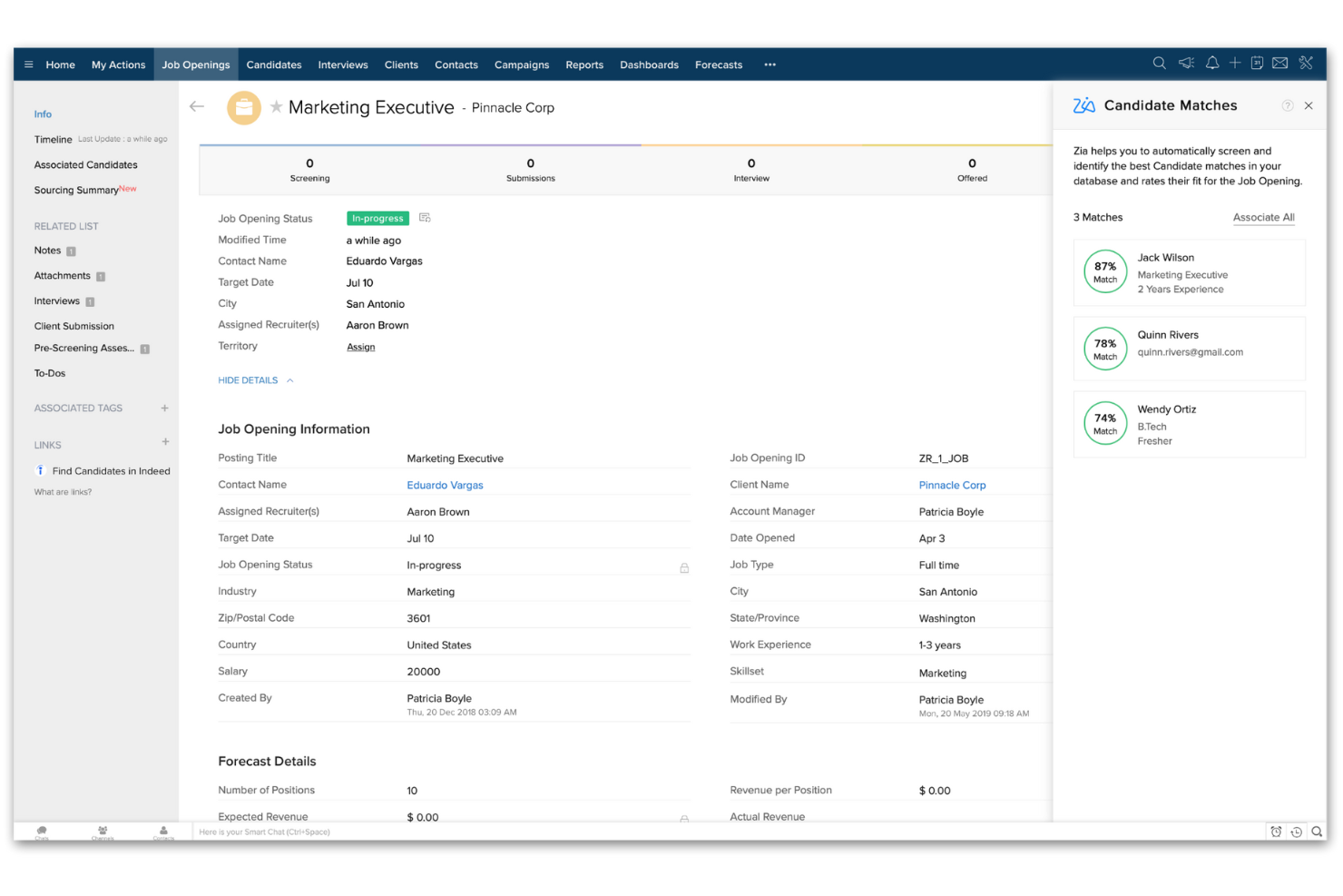 Zoho Recruit screenshot - 20 beste Cloud-Recruiting-Softwarelösungen für Einstellungs-Teams 2026