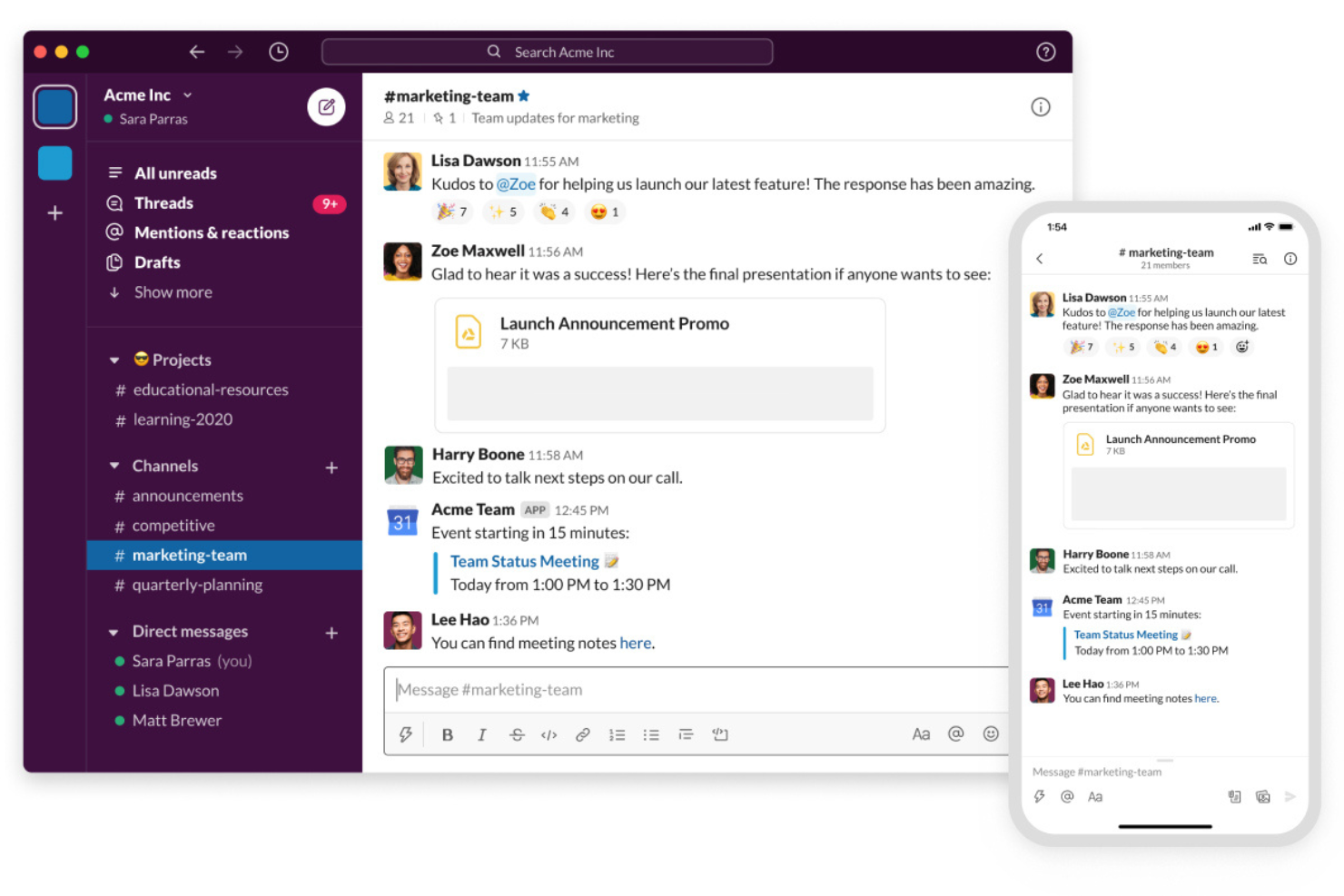 Slack screenshot - 10 beste Apps für Teamkommunikation zur Zusammenarbeit im Jahr 2026