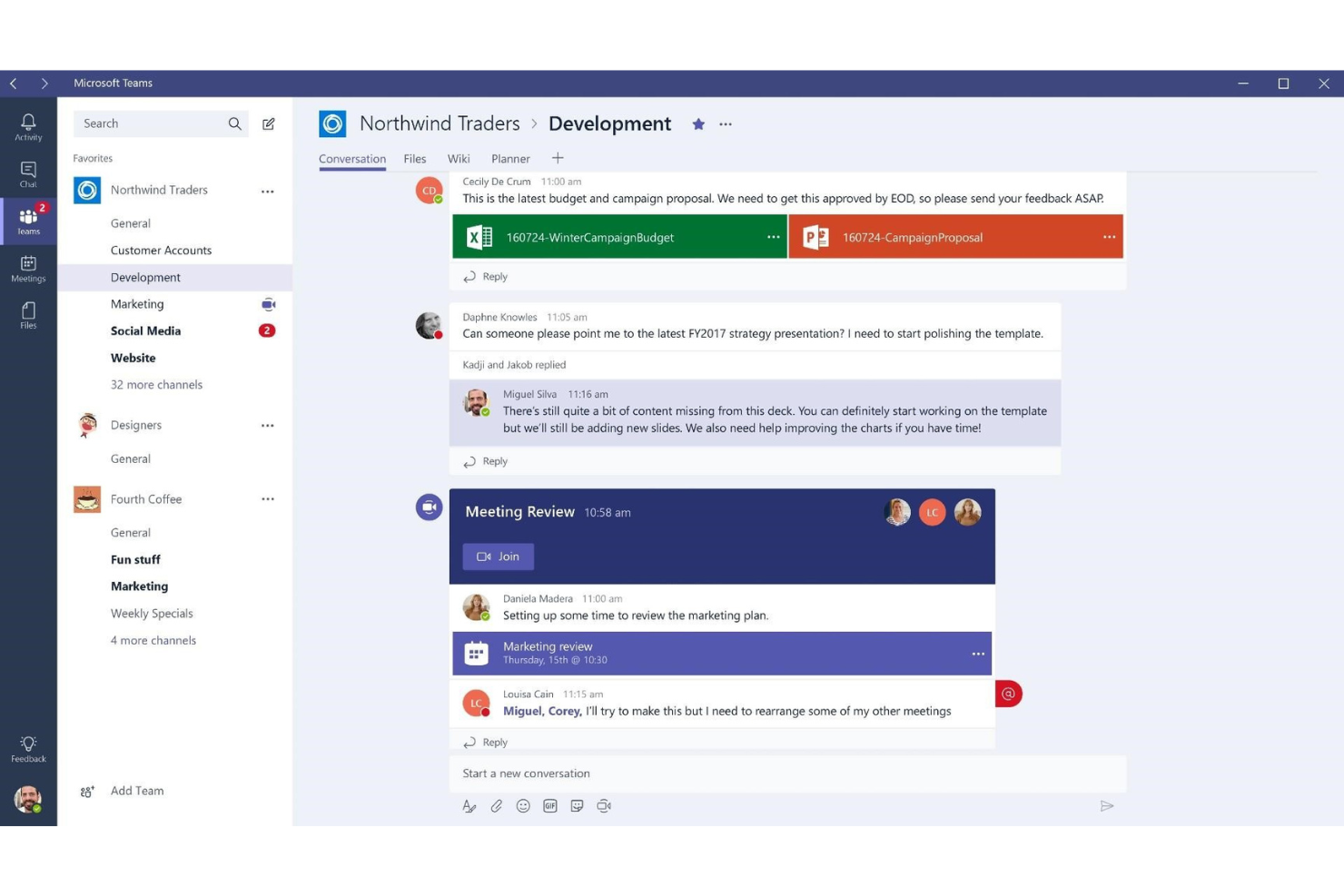 Microsoft Teams screenshot - 20 meilleurs outils de travail à distance pour les équipes distribuées en 2026