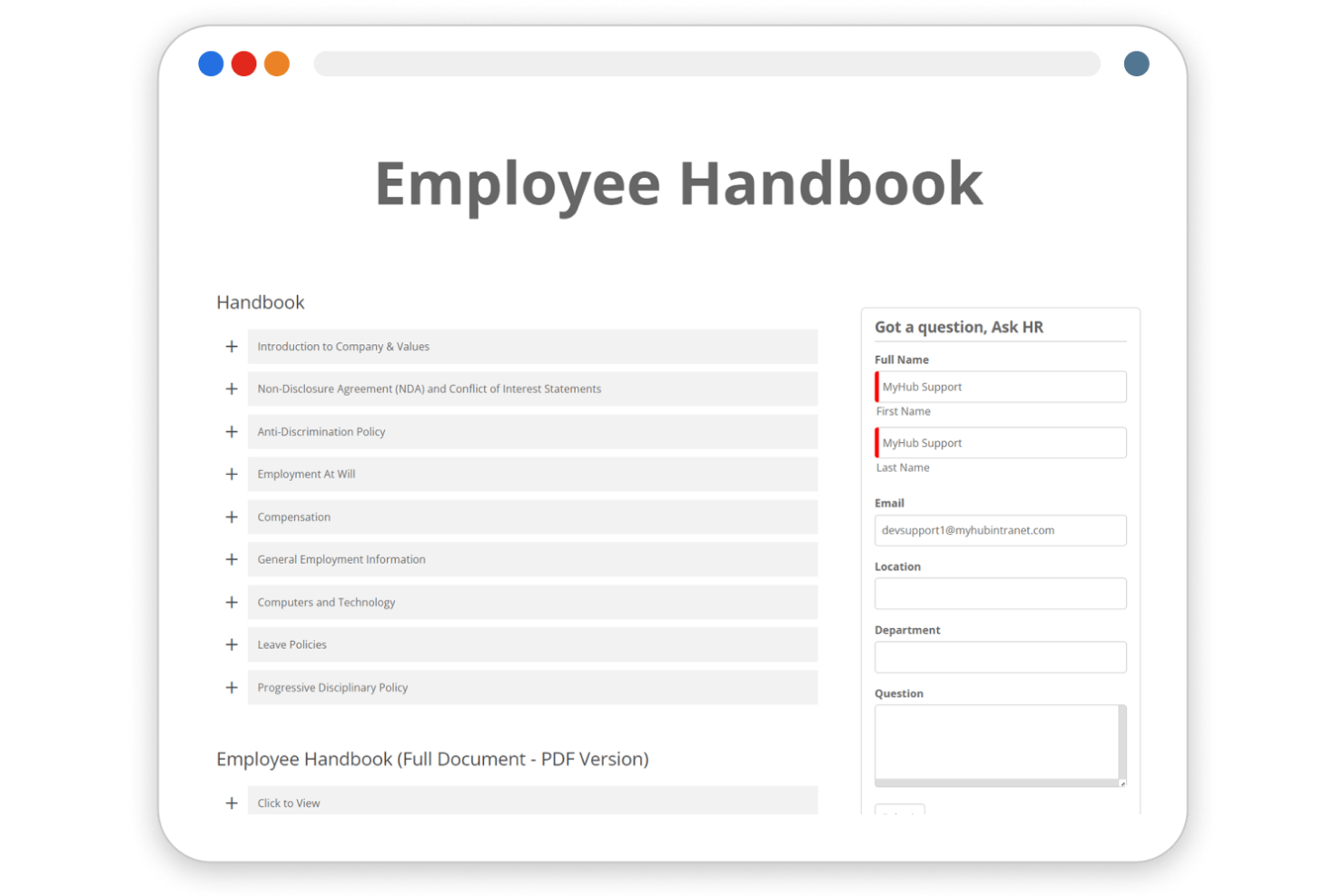 MyHub screenshot - Die 20 besten Softwarelösungen für Mitarbeiterhandbücher 2026