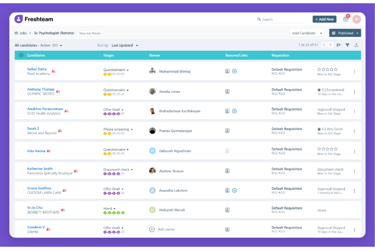Freshteam screenshot - 20 Beste Talentgewinnungs-Software im Test für 2026