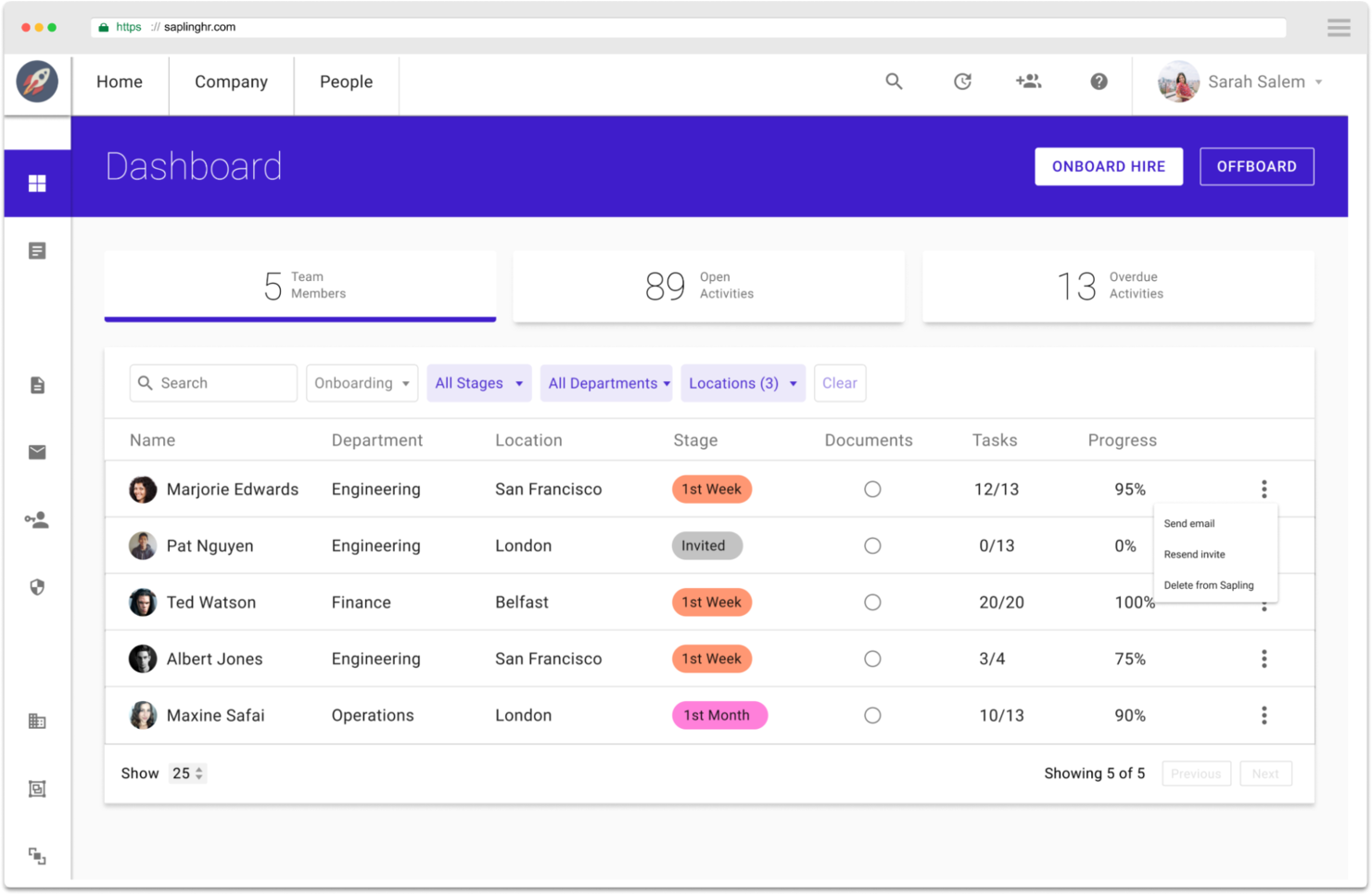 Kallidus Sapling screenshot - 20 meilleurs logiciels de base de données RH de 2026 : évalués et comparés