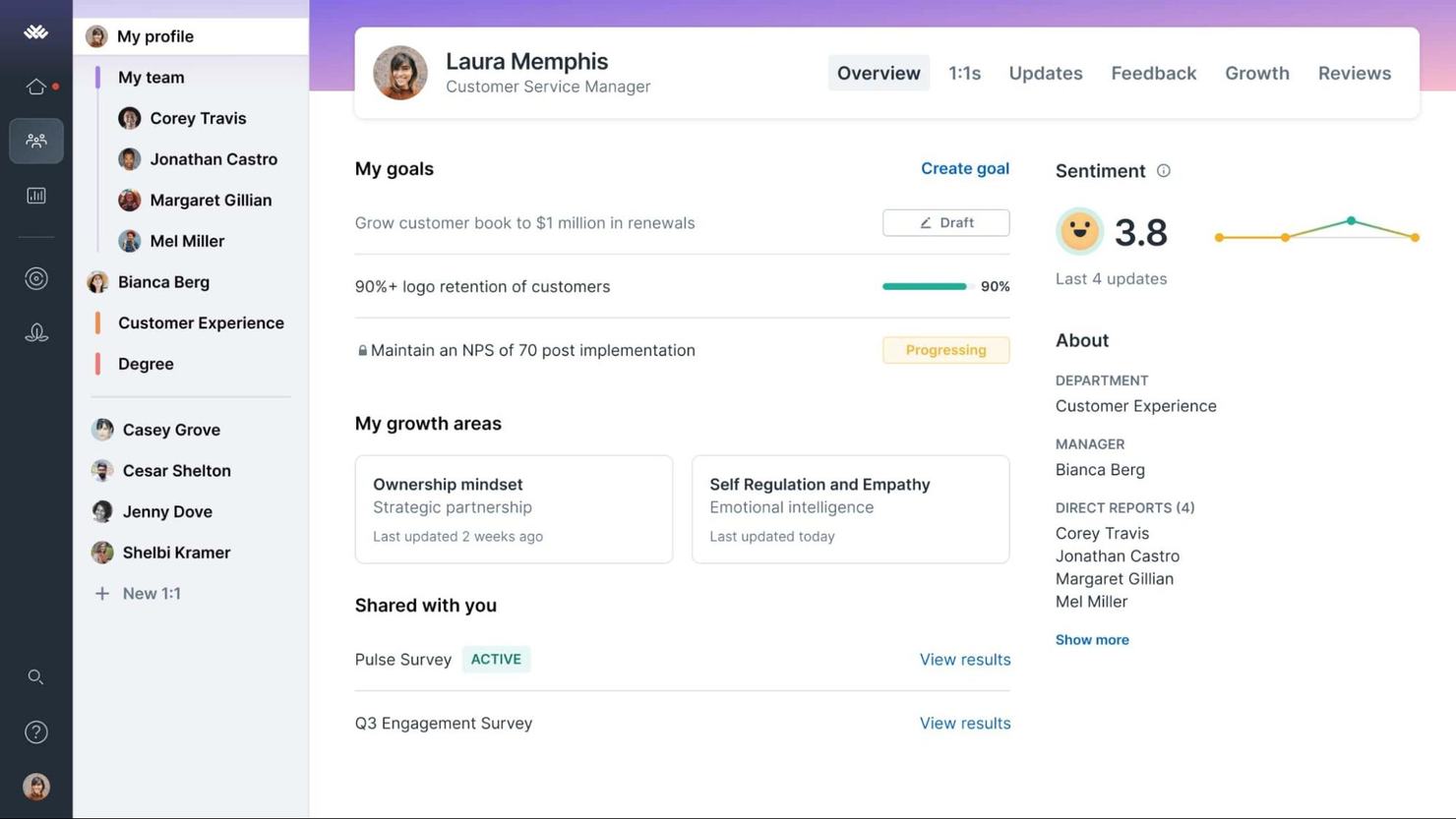 Lattice screenshot - 10 meilleurs logiciels de base de données RH de 2026 : évalués et comparés