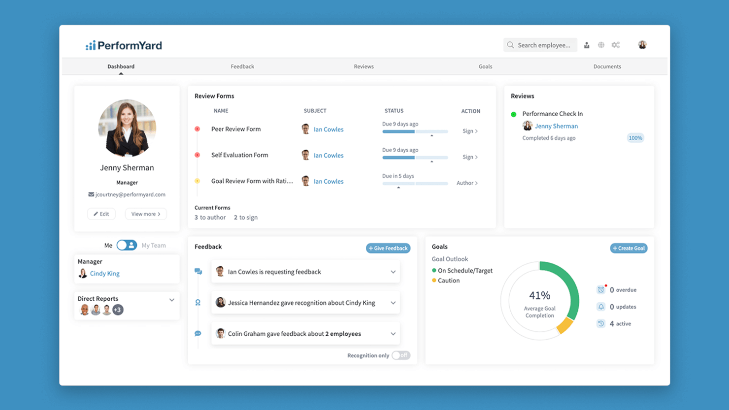 PerformYard screenshot - 10 Meilleurs Logiciels d’Évaluation à 360 Degrés de 2026