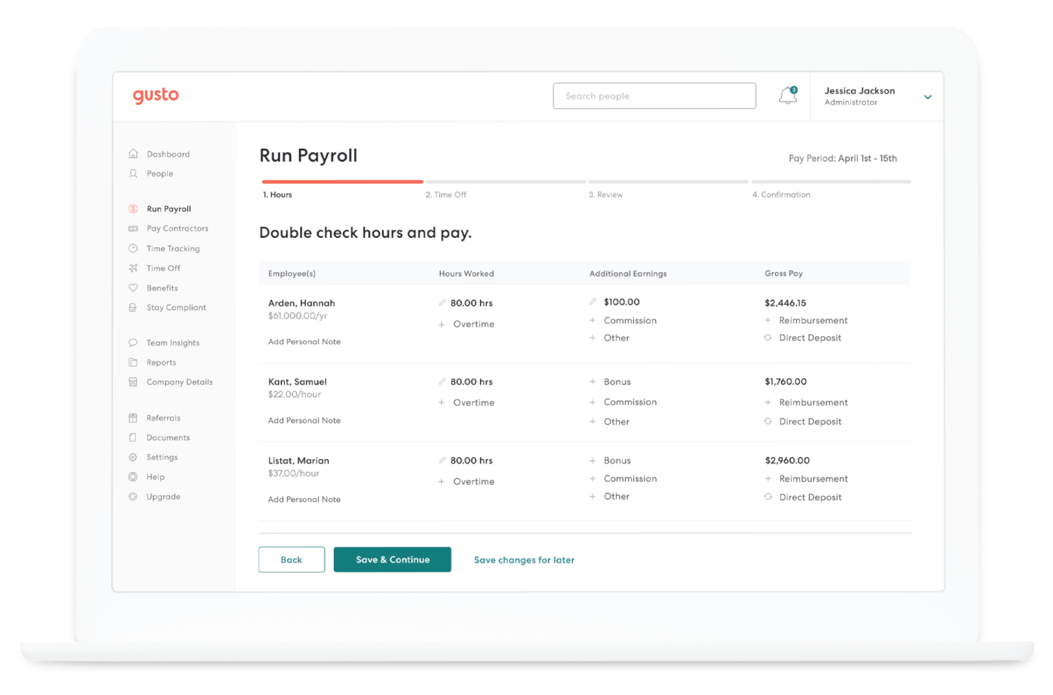 Gusto screenshot - 29 Meilleurs Logiciels de Paie pour Petites Entreprises en 2026
