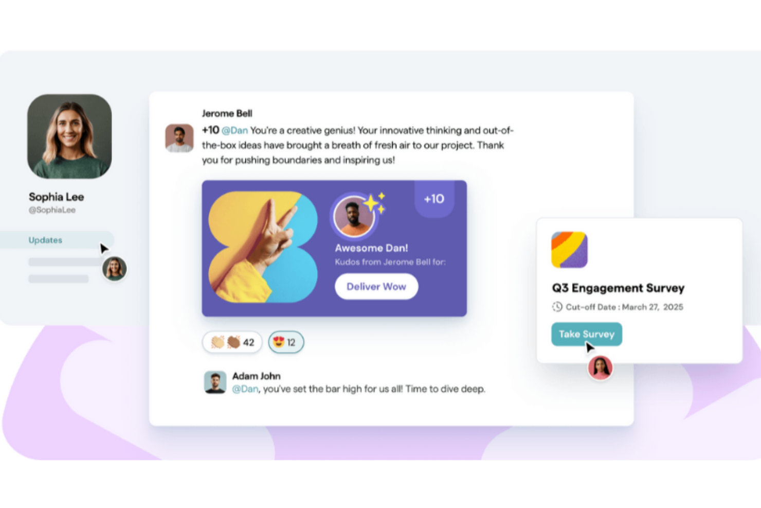 ThriveSparrow screenshot - 10 Meilleures Plateformes de Reconnaissance des Employés en 2026 : Comparatif