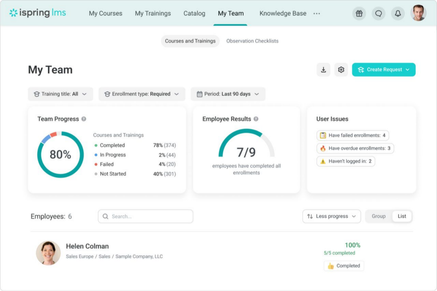 iSpring LMS screenshot - 30 Meilleurs Logiciels de Conformité RH de 2026 : Avis