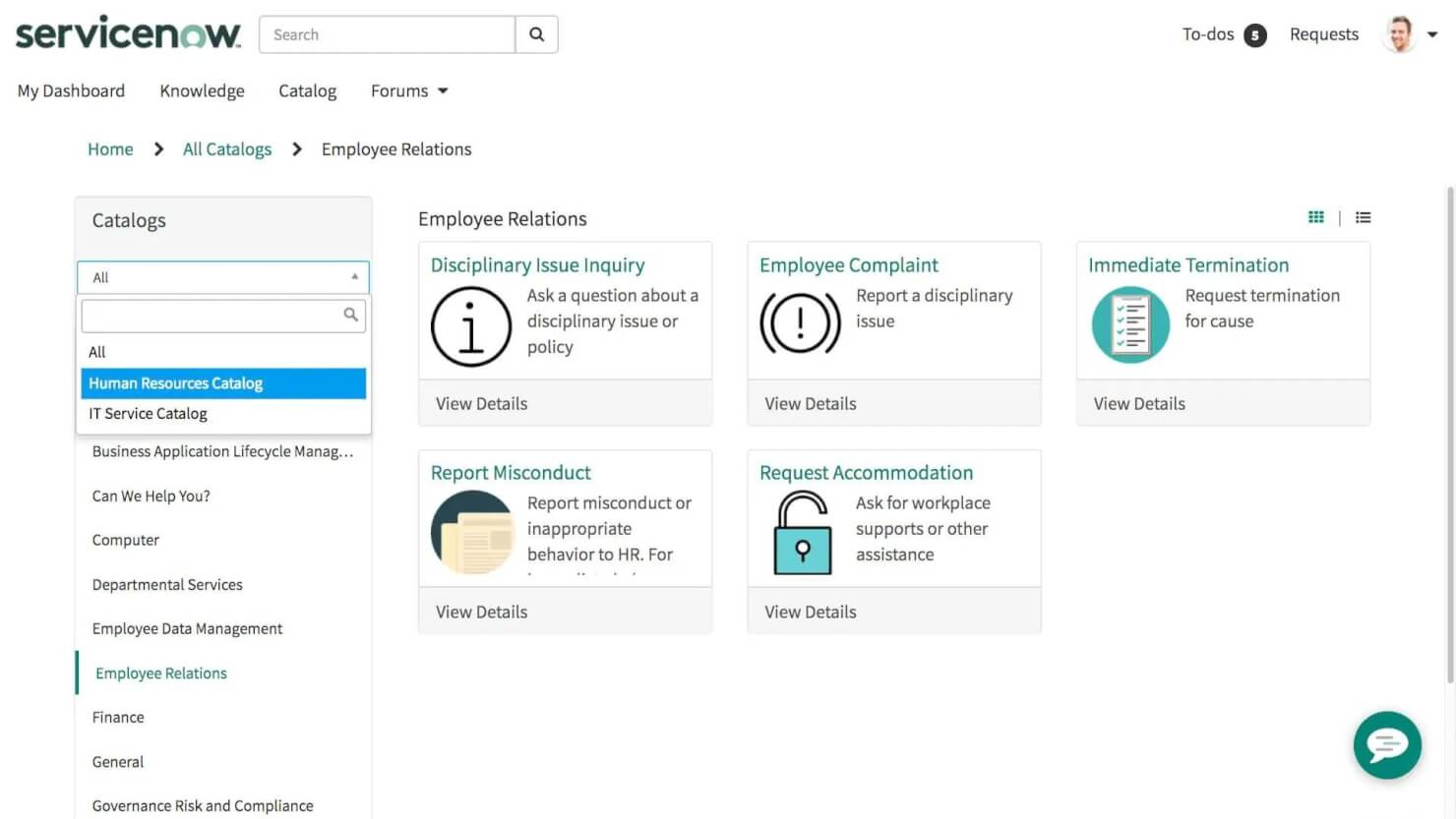 ServiceNow screenshot - 17 meilleurs logiciels de gestion des dossiers RH : Revue en 2026