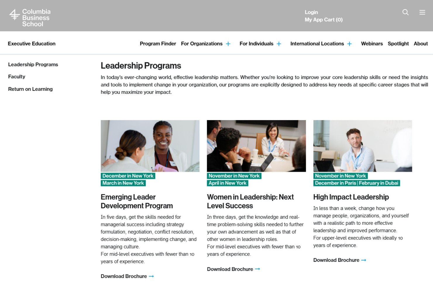Columbia Business School screenshot - 23 Meilleurs Programmes de Développement du Leadership de 2026