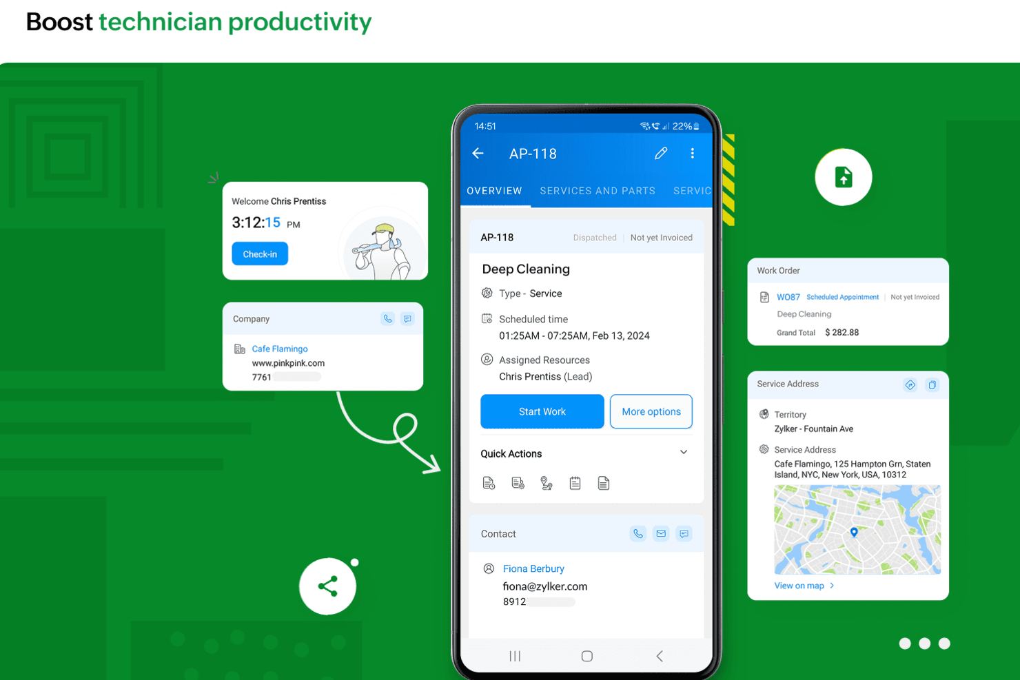 Zoho FSM screenshot - 38 Beste Software für das Management von Auftragnehmern im Test für 2026