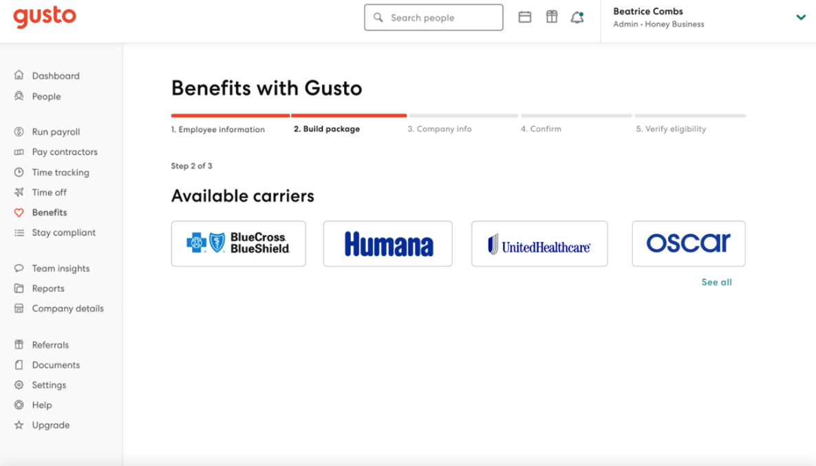 Gusto screenshot - 10 meilleurs logiciels RH pour petites entreprises évalués pour 2026