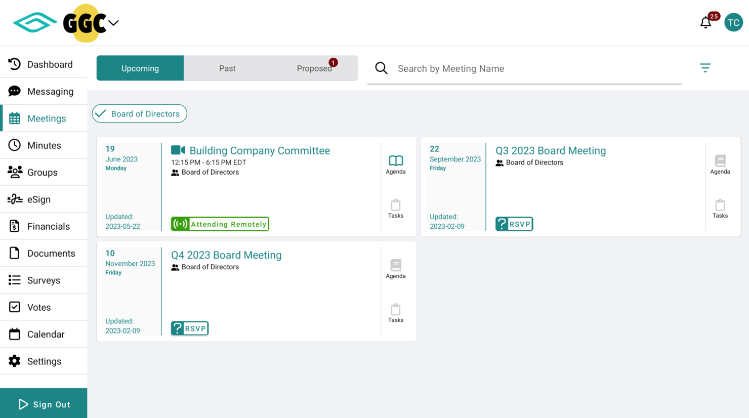 Govenda screenshot - 40 Meilleurs Logiciels de Réunion de Conseil Passés en Revue en 2026