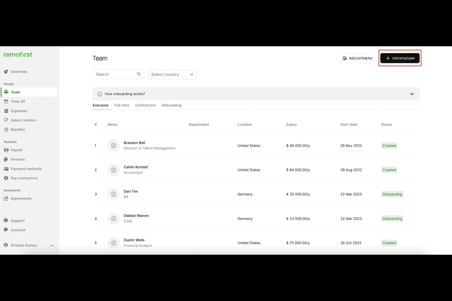 RemoFirst screenshot - 40 Meilleurs Systèmes de Gestion des Employés de 2026