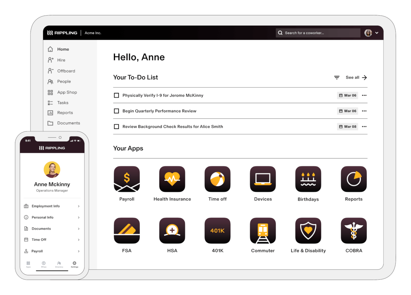 Rippling screenshot - 36 meilleurs logiciels HCM : avis et comparatif en 2026