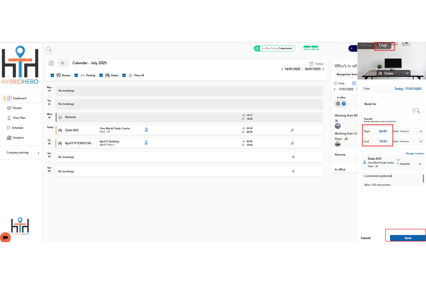 Hybrid Hero screenshot - 10 meilleurs logiciels de réservation de bureaux partagés examinés en 2026