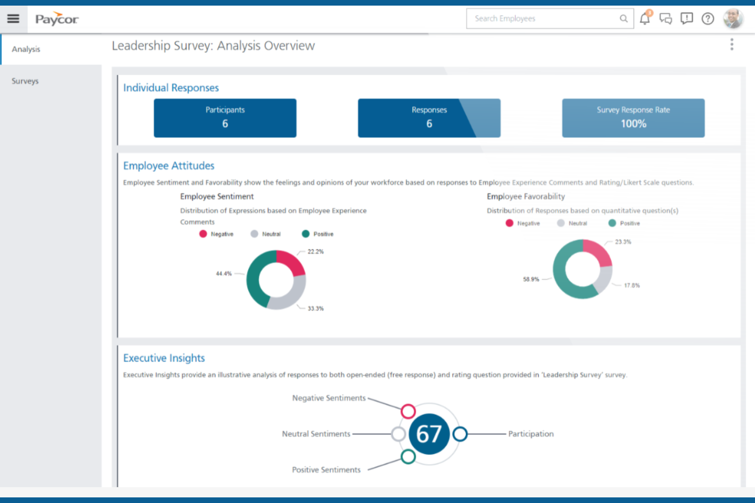 Paycor screenshot - 15 meilleurs outils de sondage rapide des employés passés en revue en 2026