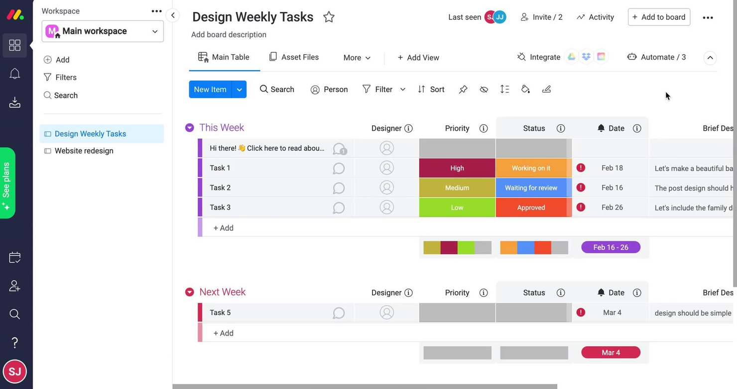 monday.com screenshot - 3 Beste Workflow-Automatisierungssoftware für 2026