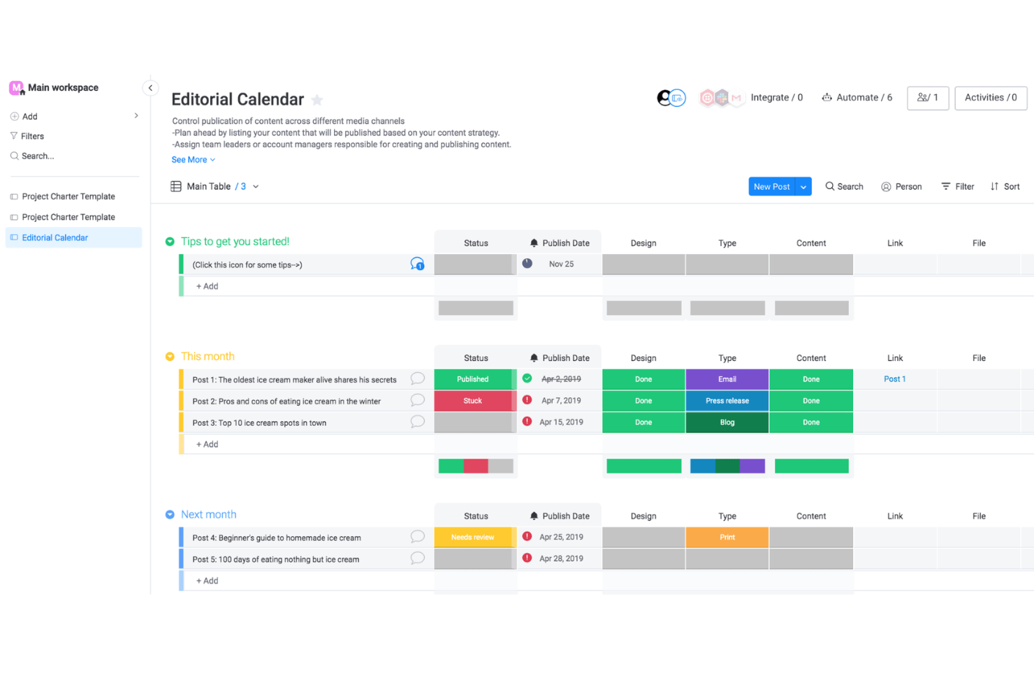 monday.com screenshot - 1 meilleures options de logiciels de gestion des tâches pour le travail en 2026