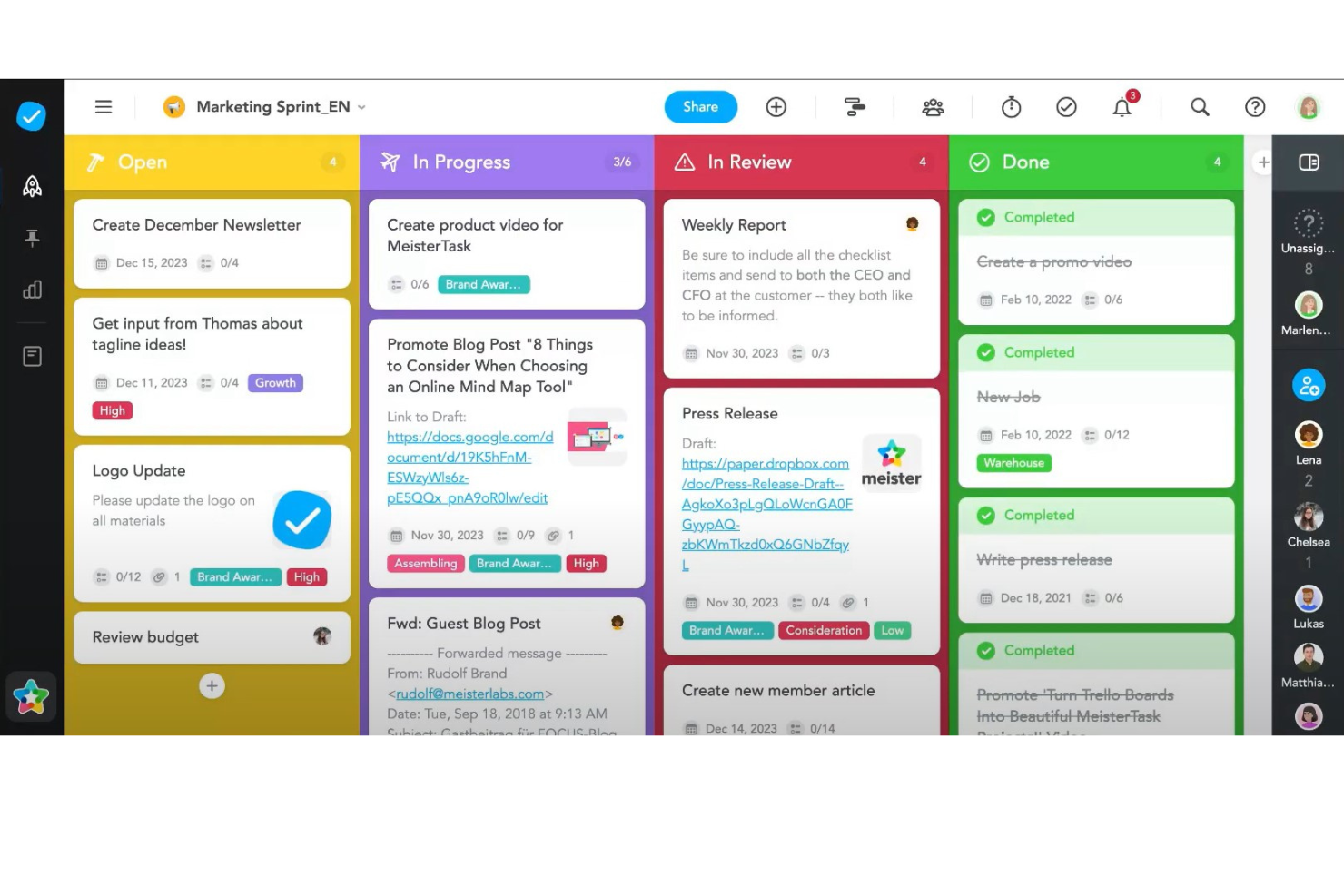MeisterTask screenshot - 20 meilleures applications de productivité et logiciels de productivité de 2026