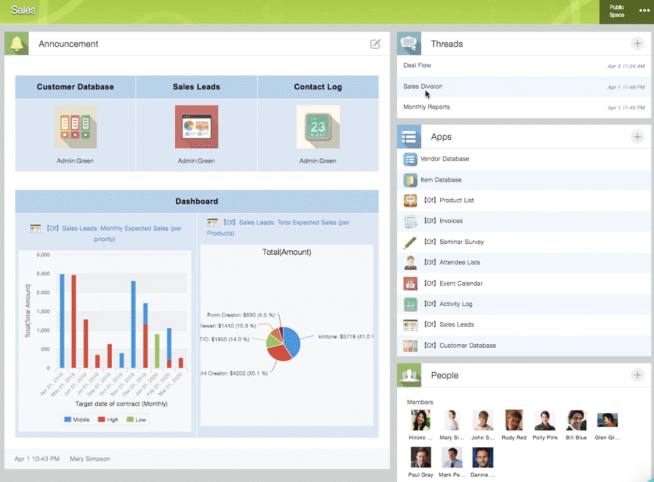 Kintone screenshot - 20 meilleures applications de productivité et logiciels de productivité de 2026
