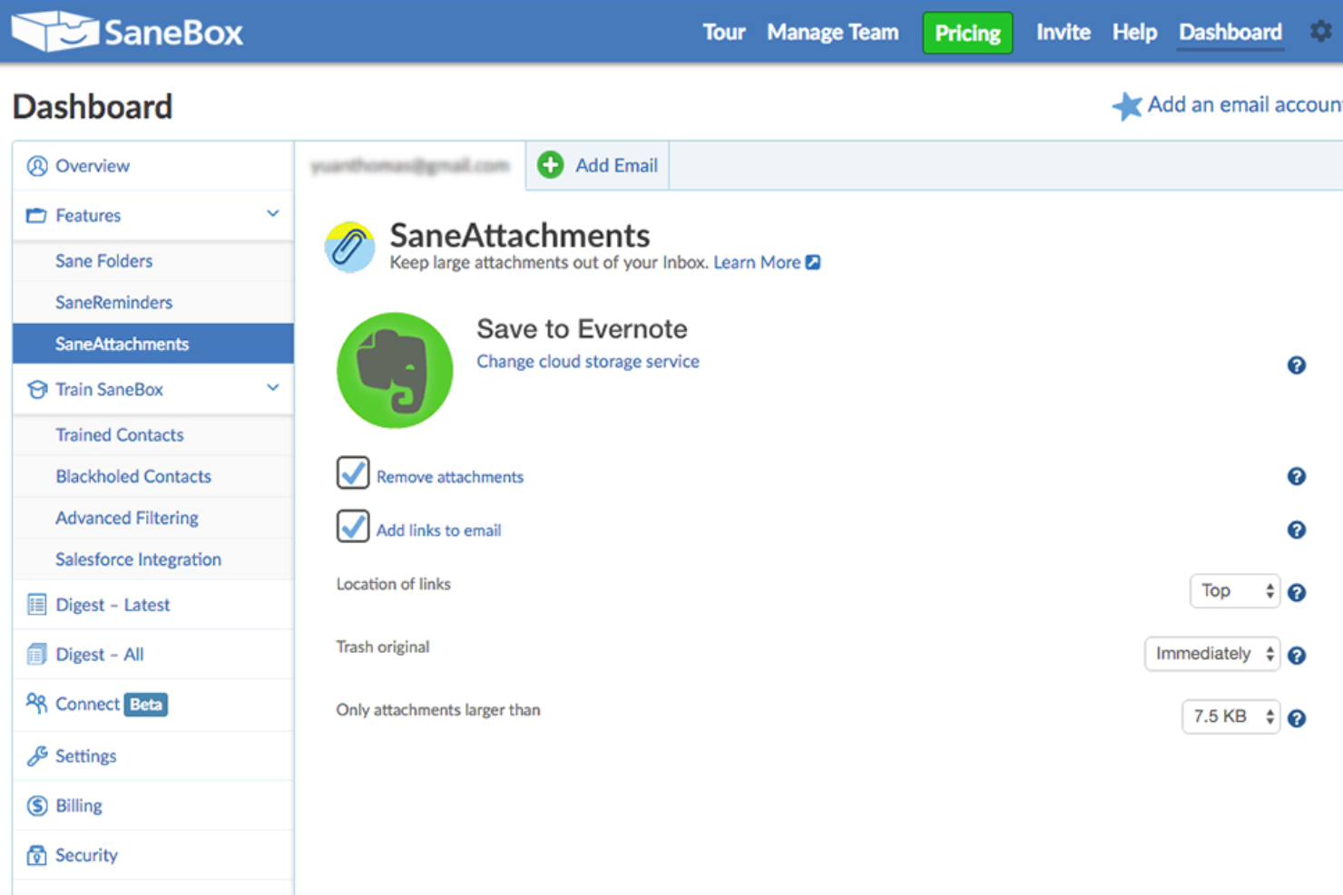 SaneBox screenshot - 20 meilleures applications de productivité et logiciels de productivité de 2026