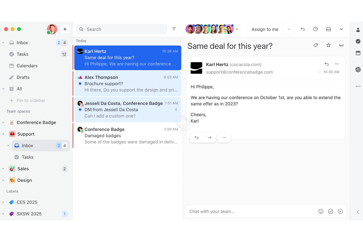 Missive screenshot - 1 Meilleurs Outils de Collaboration en Ligne pour les Équipes en 2026