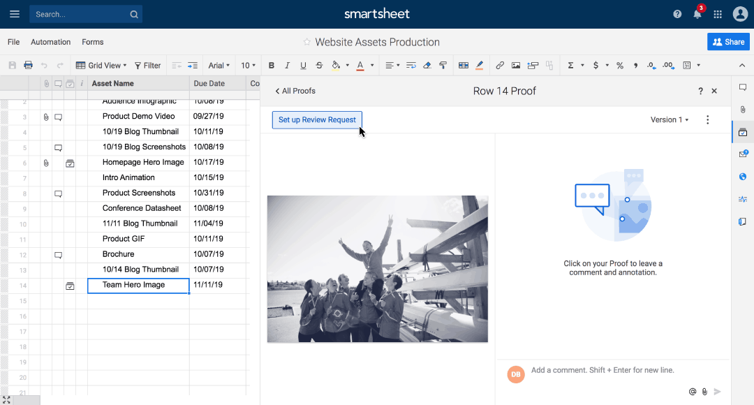 Smartsheet screenshot - 1 Meilleurs Outils de Collaboration en Ligne pour les Équipes en 2026