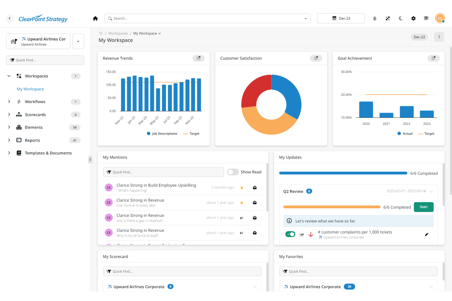 ClearPoint Strategy screenshot - 20 meilleurs logiciels de stratégie d’entreprise IA en 2026