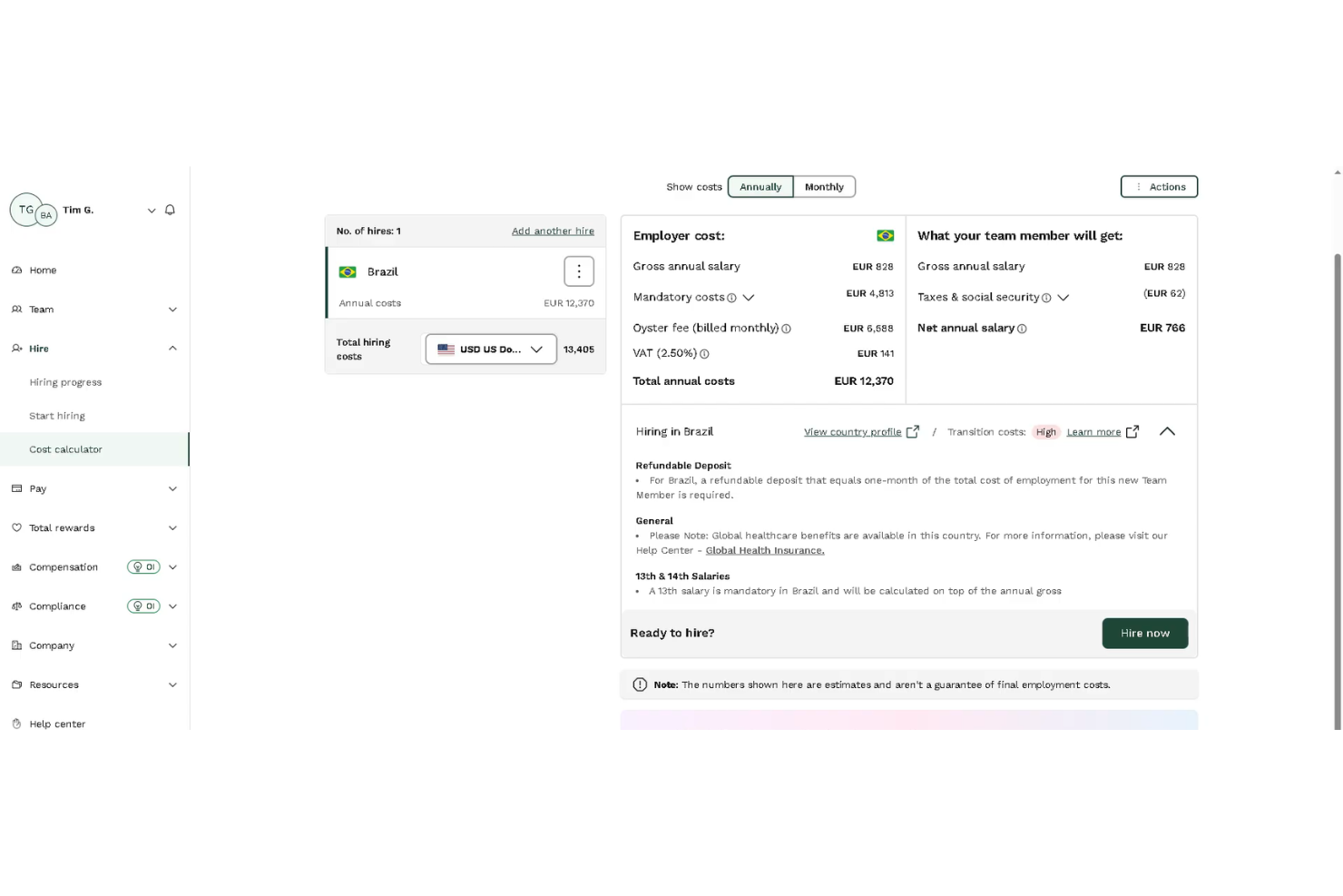 Oyster screenshot - Die 10 besten Lohnabrechnungssoftwares für Remote-Teams im Jahr 2026