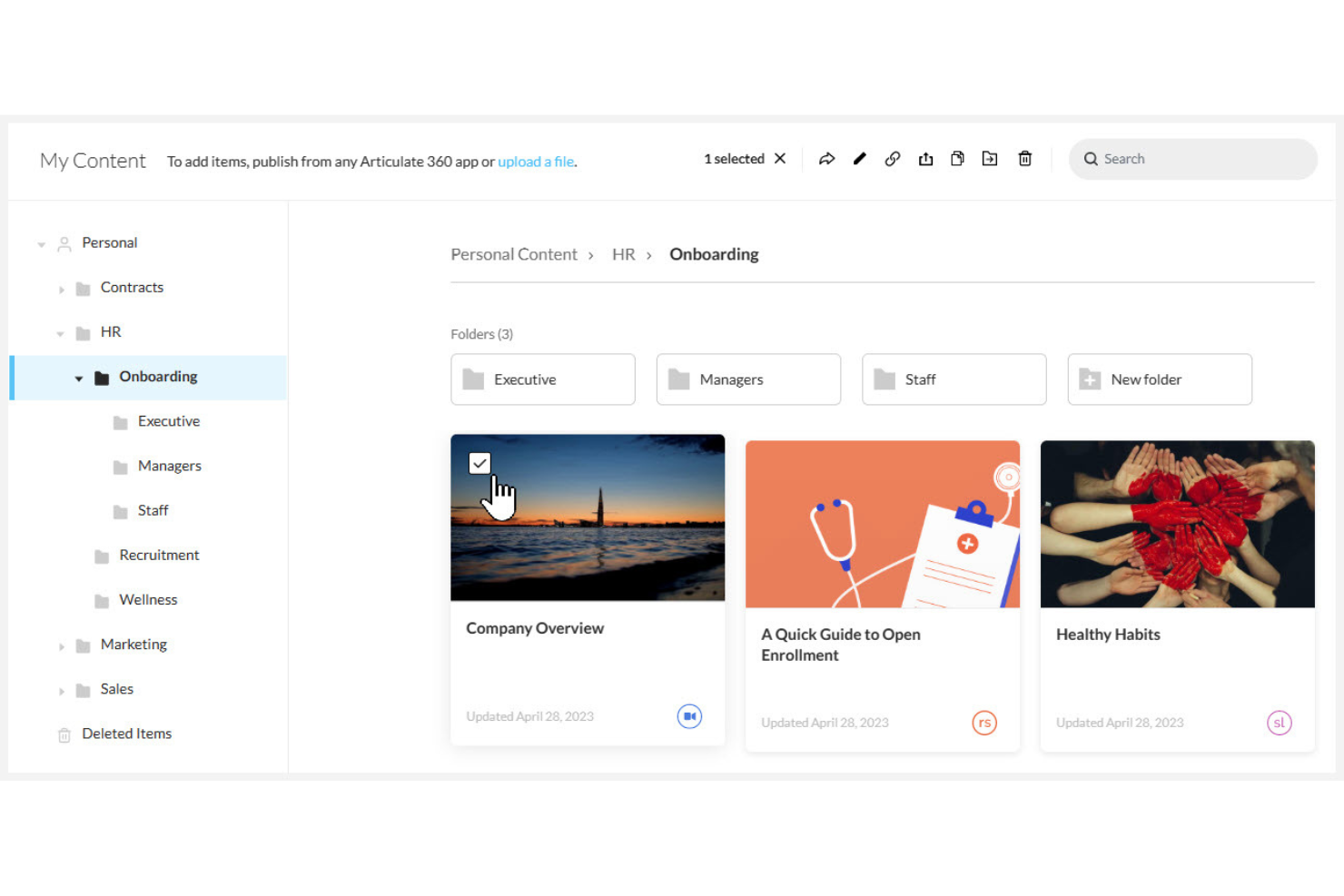 Articulate 360 screenshot - Los 10 Mejores Software de Aprendizaje y Desarrollo con IA en 2026