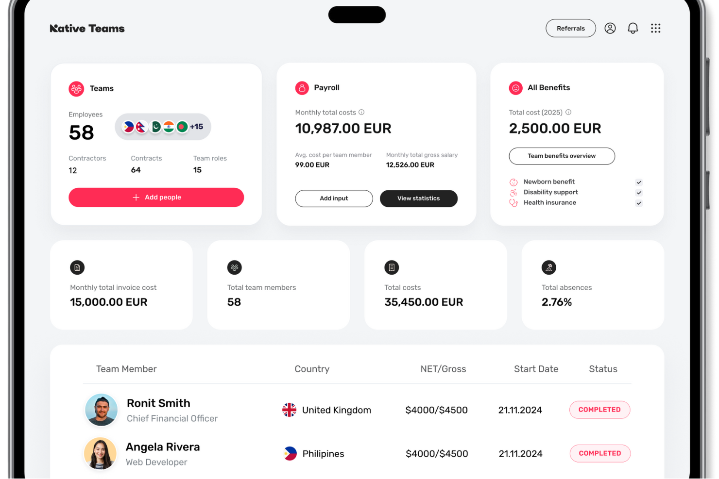 Native Teams screenshot - I 10 migliori datori di lavoro registrati in Francia: Recensione 2026