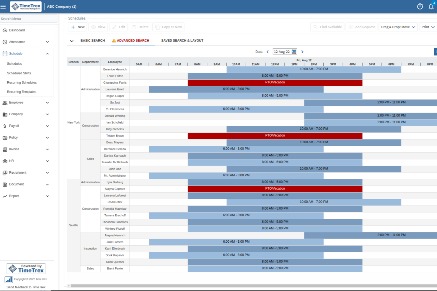 TimeTrex screenshot - 22 Mejores Software para la Gestión de Fuerzas Laborales Remotas en 2026