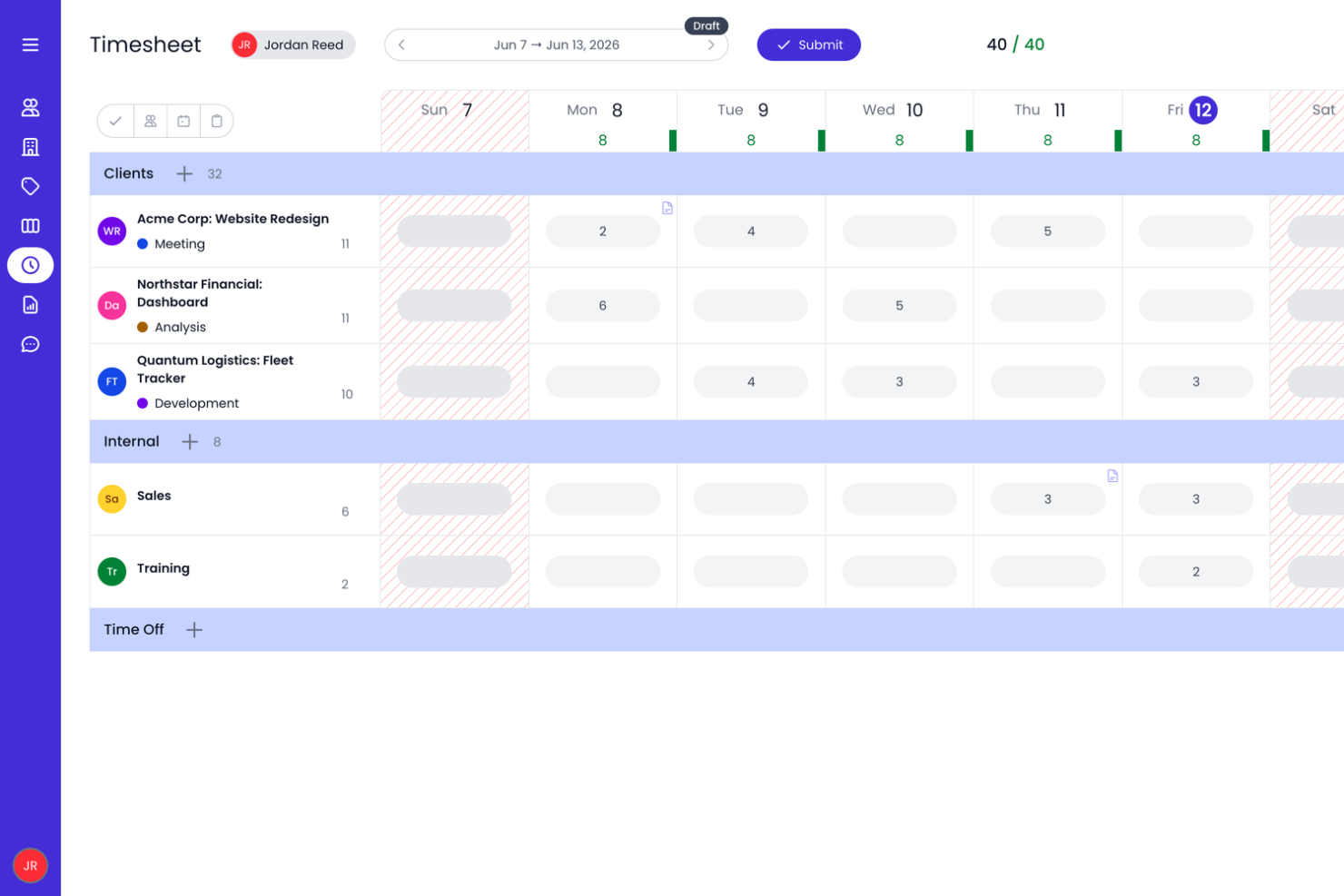 Beebole screenshot - 30 Migliori Software di Monitoraggio del Tempo per Aziende nel 2026