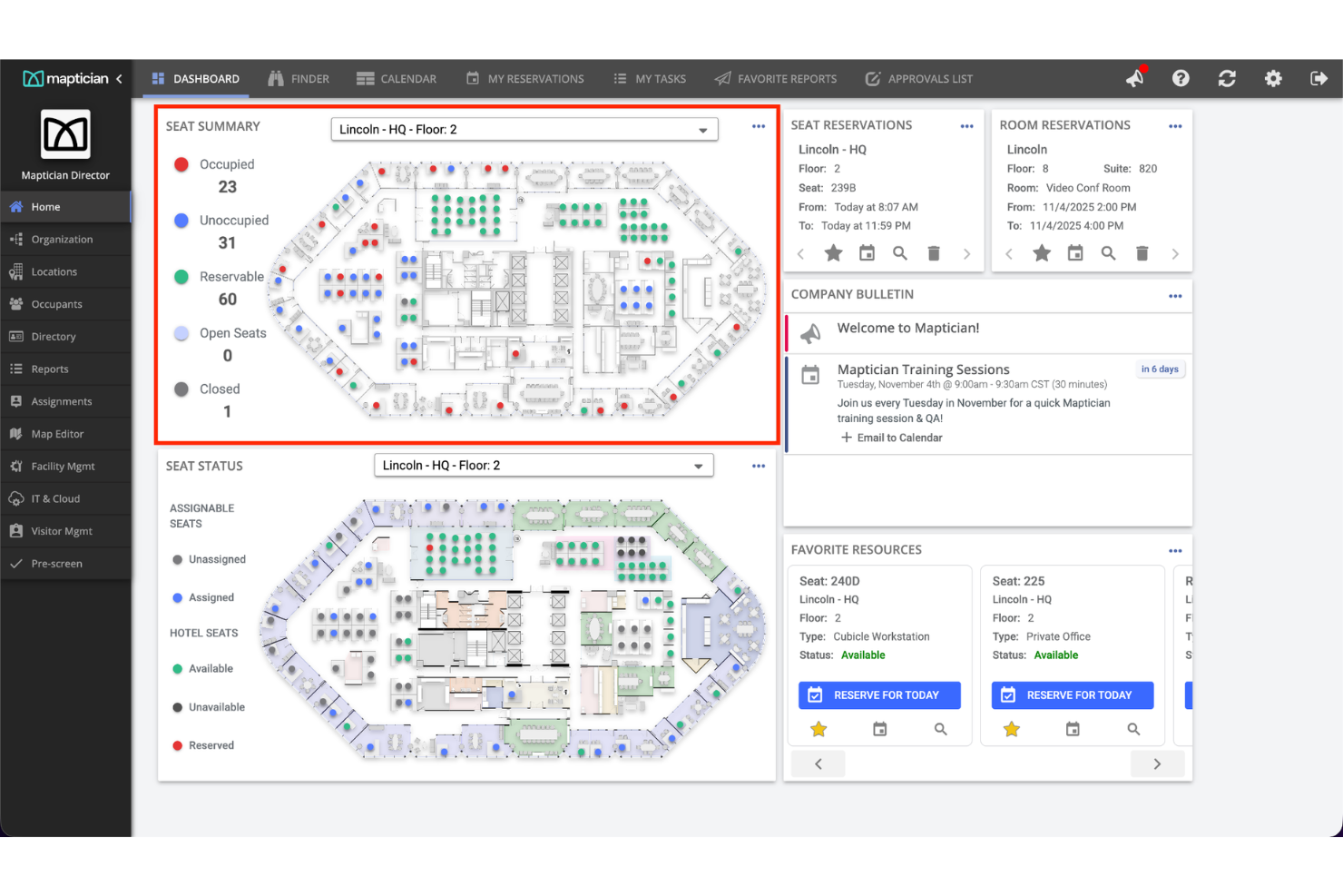 Maptician screenshot - I 10 migliori software di gestione spazi ufficio con IA nel 2026