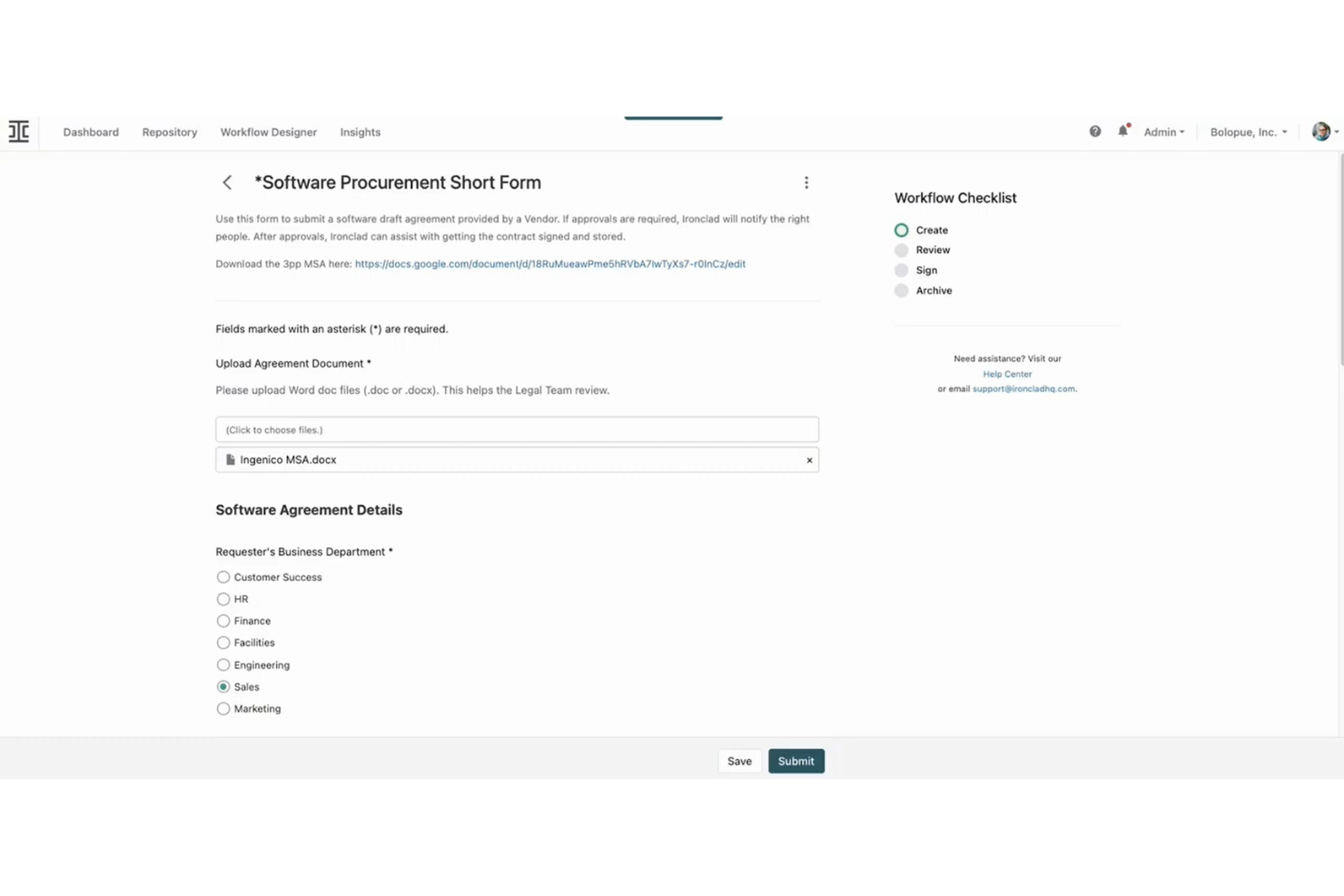 Ironclad screenshot - Le 10 Migliori Soluzioni di Gestione Contratti con l’AI nel 2026