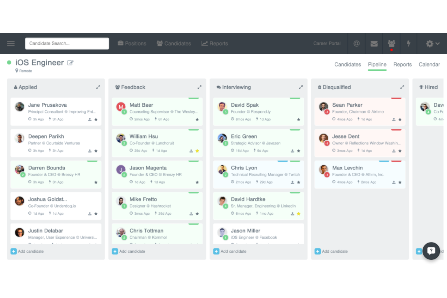 Breezy HR screenshot - I 10 Migliori Sistemi di Tracciamento dei Candidati per il Settore Artigianale nel 2026