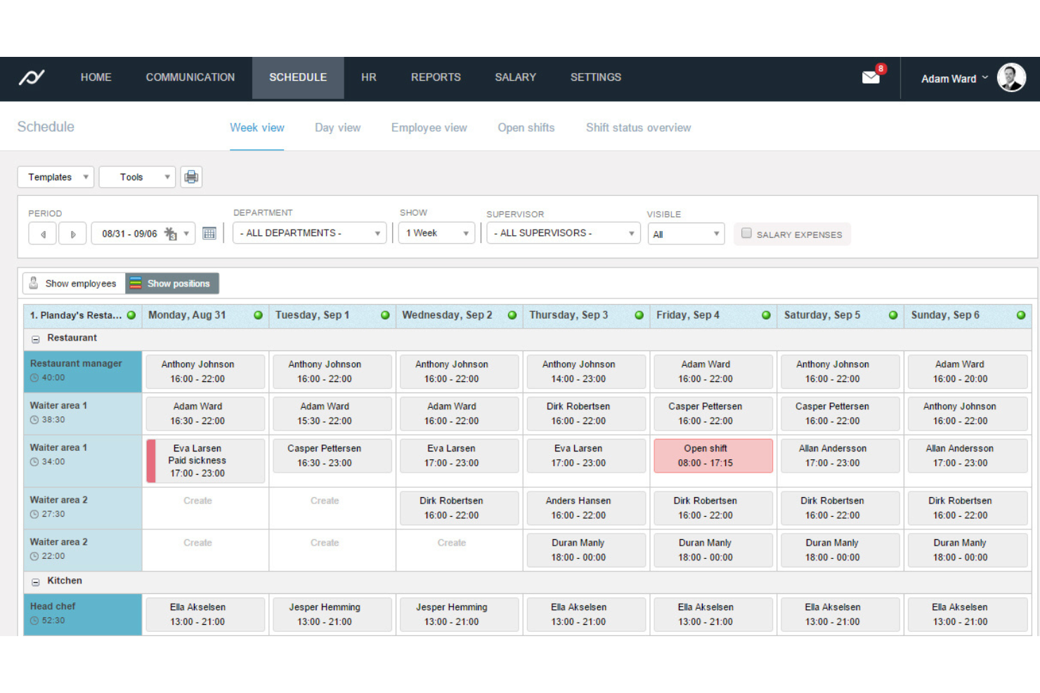 Planday screenshot - I 10 migliori software per la gestione del personale nell’hotellerie nel 2026