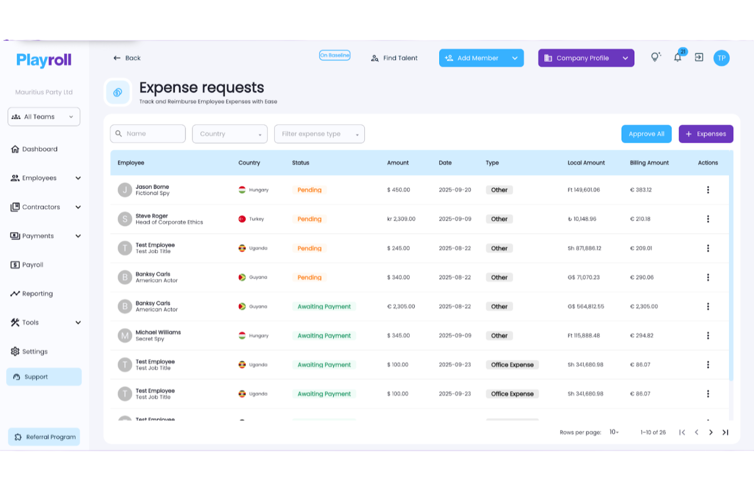 Playroll screenshot - Le 10 migliori EOR per startup tecnologiche nel 2026