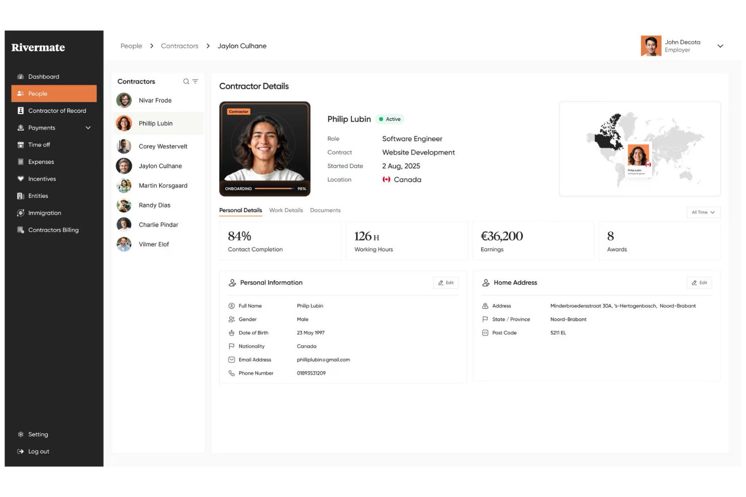 Rivermate screenshot - Le 10 migliori aziende di Employer of Record in Georgia nel 2026