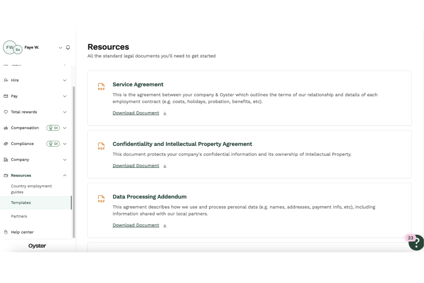 Oyster screenshot - 10 Migliori Servizi Employer of Record in Uruguay nel 2026
