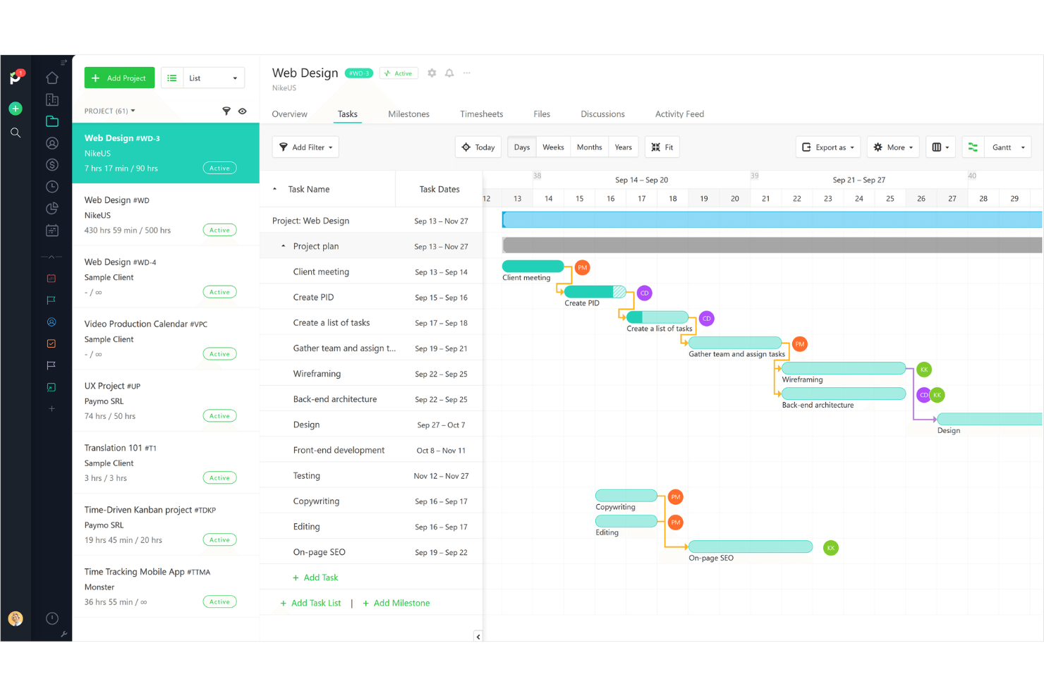 Project Manager screenshot - I 9 migliori software di gestione progetti HR nel 2026