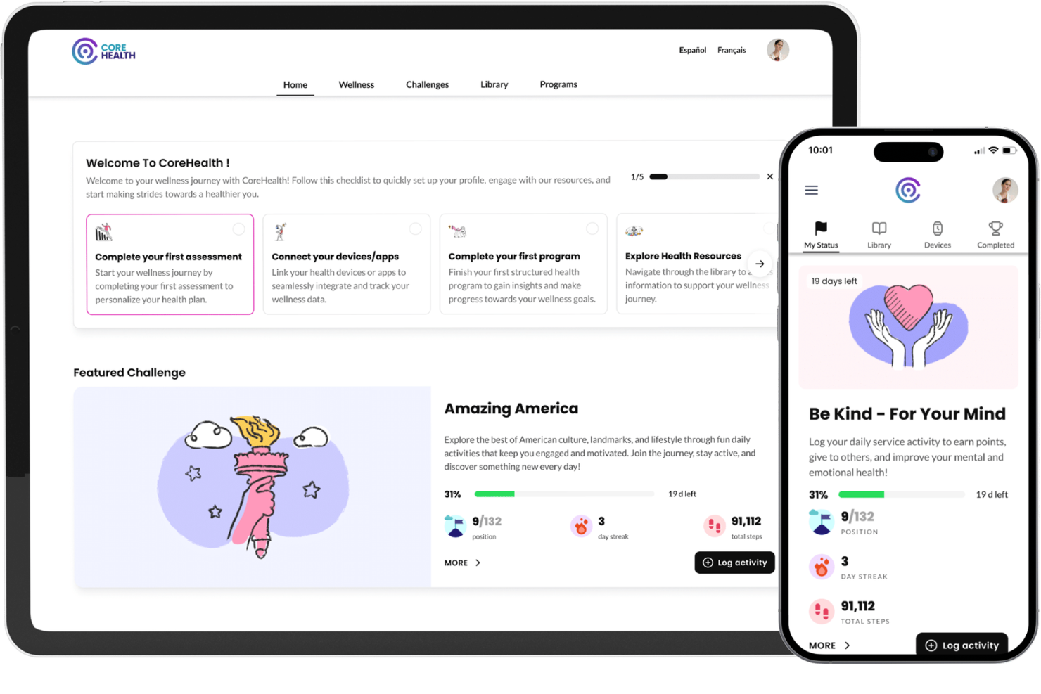 CoreHealth screenshot - 10 migliori app per il benessere aziendale nel 2026