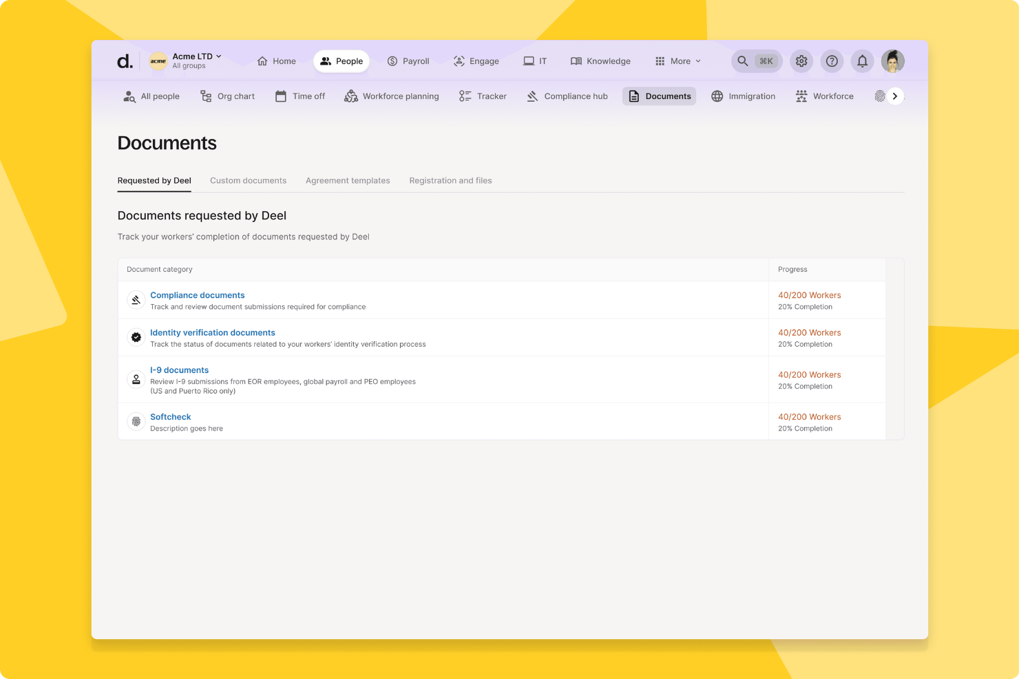 Deel HR screenshot - I 10 migliori software di gestione documentale HR per il 2026