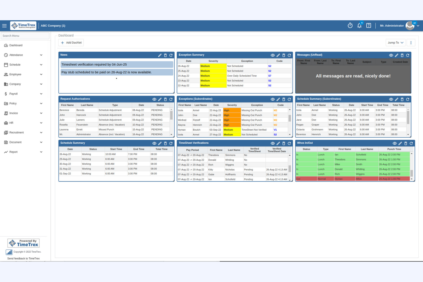 TimeTrex screenshot - 10 Migliori Software Open Source per il Monitoraggio dei Dipendenti nel 2026