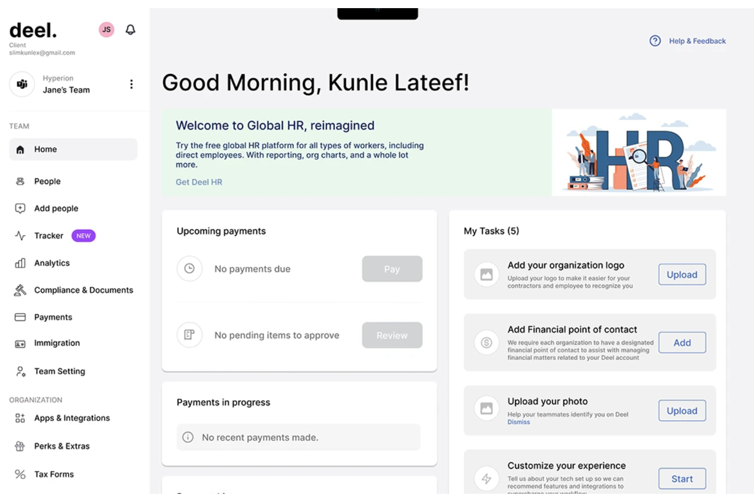 Deel Hire screenshot - Le 10 migliori soluzioni software per l’onboarding dei collaboratori recensite nel 2026