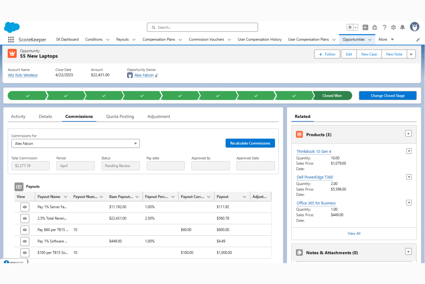 Salesforce Spiff screenshot - I 10 migliori software per la gestione della retribuzione incentivante del 2026